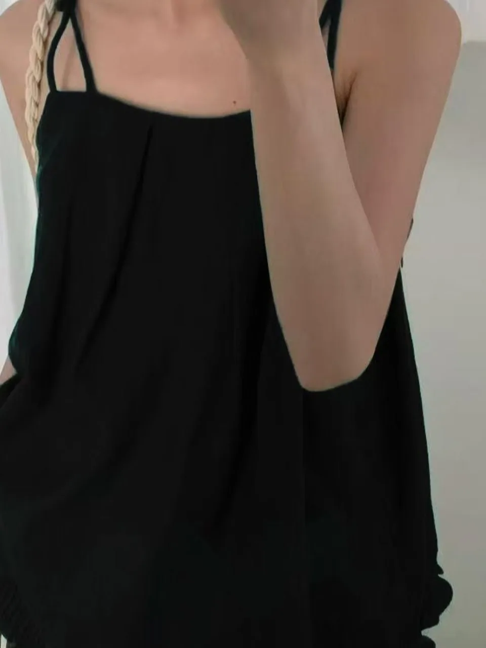 

Summer New Vintage Korean Sle Women's Vest Double Strap Folded Wood ain Holiday Aosphere Loose Strap Top