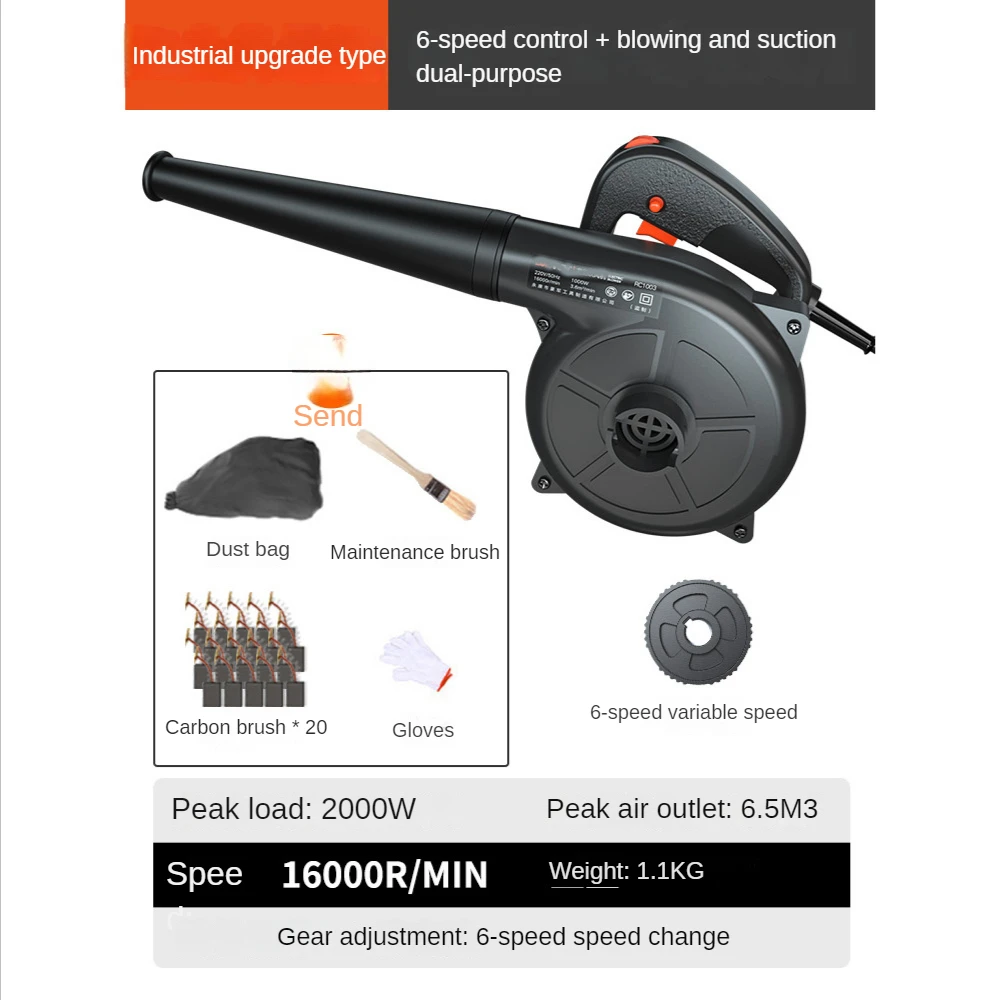 BUQU Electric Air Blower Handheld Leaf Blower Suction Computer Vacuum Cleaner Suck Dust Blow Home Car Air Blower Dust Removal