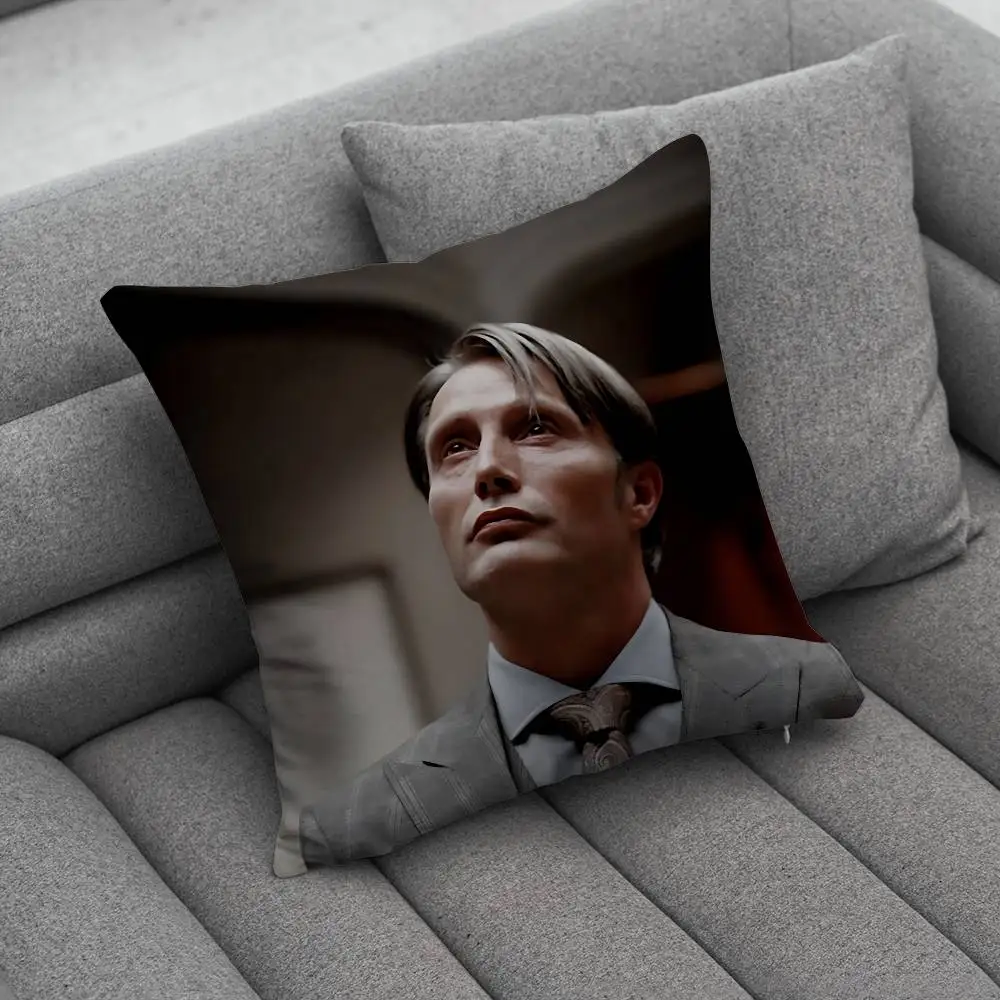 Mads Mikkelsen H-Hannibal Print Pattern Sofa Cushion Cover Pillowcase Home Party Car Bedding