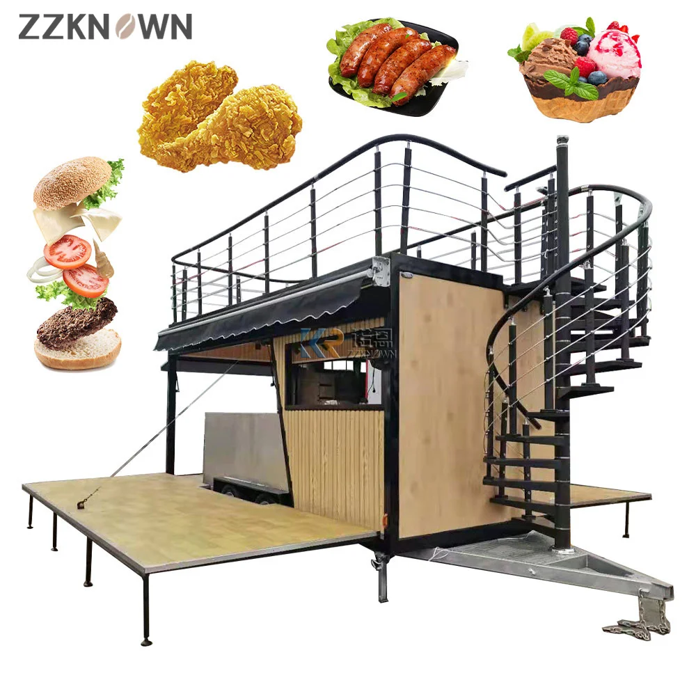 Customized Two Decker Food Trailer Mobile Food Truck Ice Cream Coffee Cart BBQ Food Van Catering Trailers