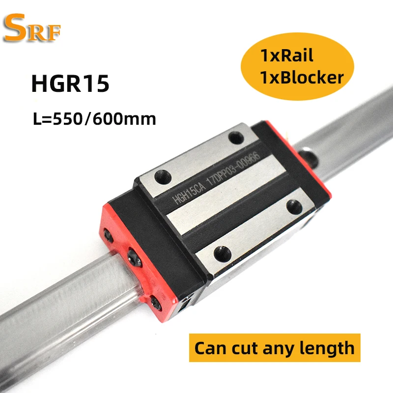 Linear motion rail 1pc HGH15 550 600mm  Heavy Linear Rail Slide Block 1pc HGH15CA HGW15CC