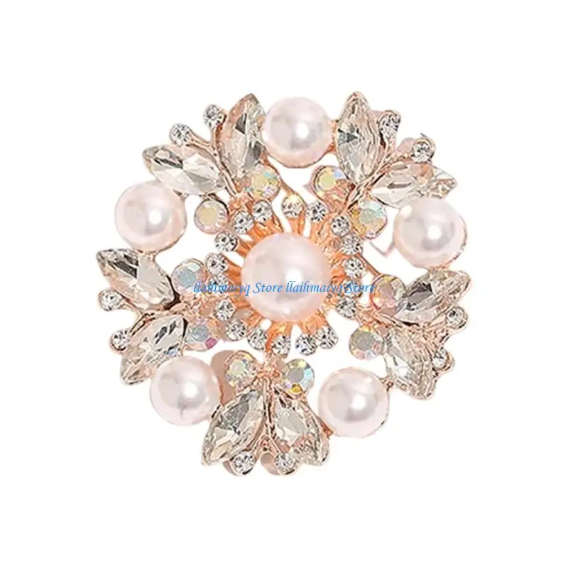 573B Versatile Pearls And Crystal Brooch Convertible Scarf Clasp Korean Inspired Jewelry For Casual Formal Attire