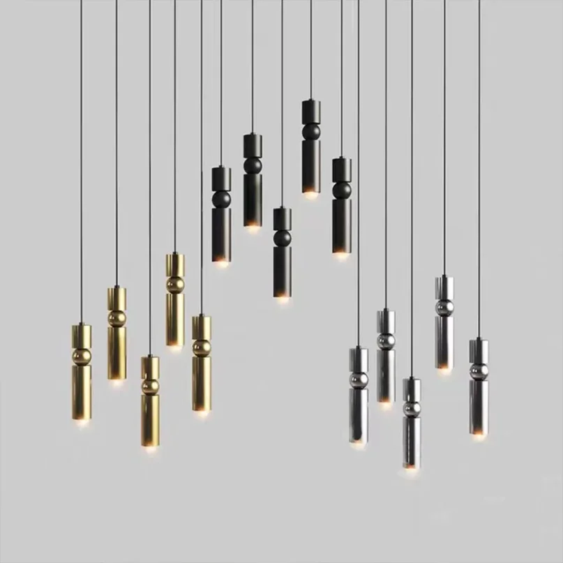 

Modern chandelier LEDKTV bedroom dining room kitchen table lamp metal bullet long tube lamp GU10 light source