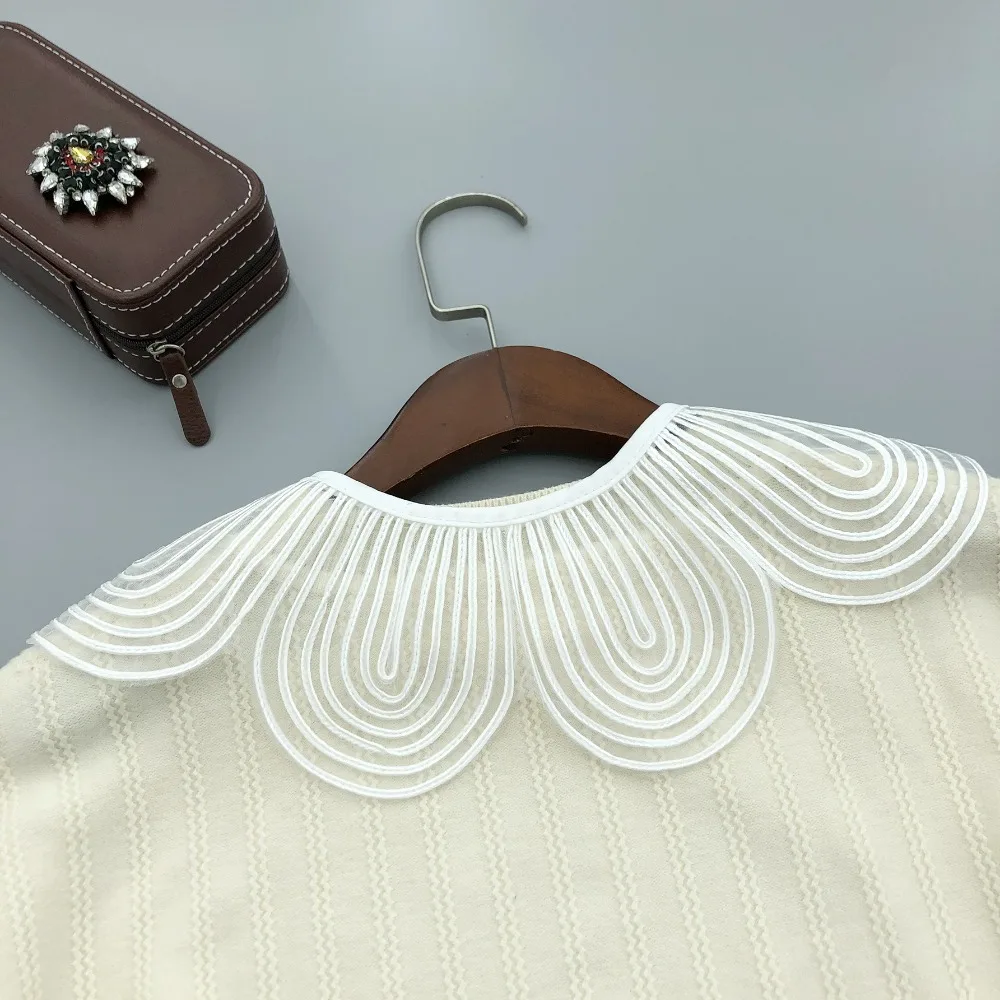 Elegant Pearl Button Detachable Fake Collar Breathable Solid Color Shoulder Wraps Cloth Decorative False Collar Shawl Women