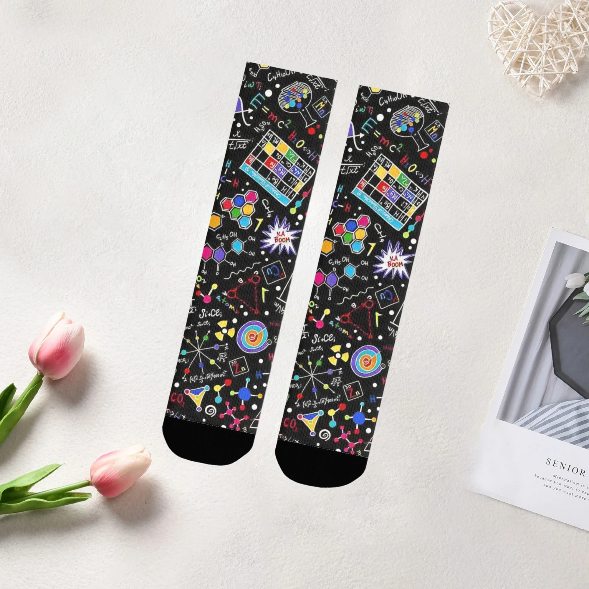 Chaussettes de Style Harajuku heureux, Science incroyable, chaussettes d'hiver unisexes, randonnée, élément chimique imprimé, chaussettes folles de Style de rue, cadeaux