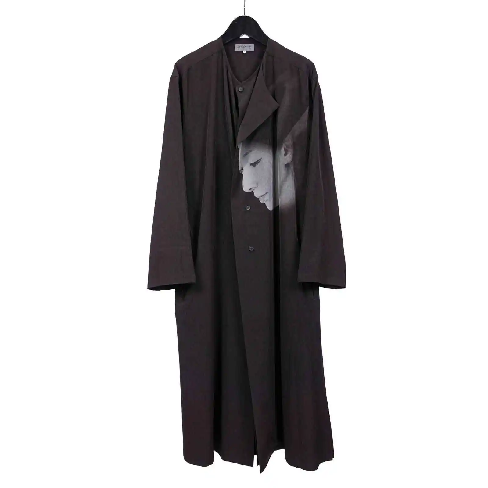 

Оригинальный дизайн TOP-YAMAMOTO, темно-нишевая рубашка с принтом Asura, шелковый плащ, длинный мужской стиль