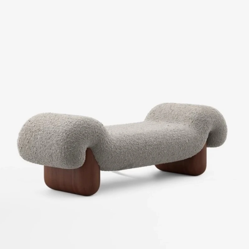 

Medieval retro simple solid wood creative fabric sofa stool