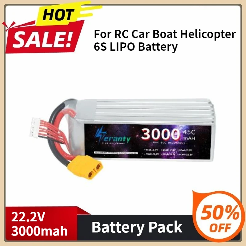 

For RC Car Boat Helicopter 6S LIPO Battery 22.2V RC Lipo 3000mah XT60 T XT90 Plug 45C