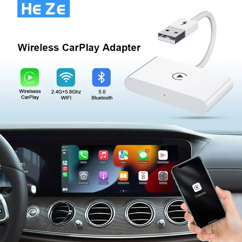 Wireless Car Adapter for iPhone, Plug and Play 5GHz WiFi online update