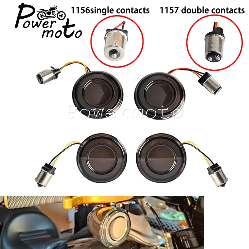 

Motorcycle 2Inch Turn Signal Inserts Lamp Smoke Lens Tail 1157 LED Light For Harley Touring Street Glide Road King Dyna Softail