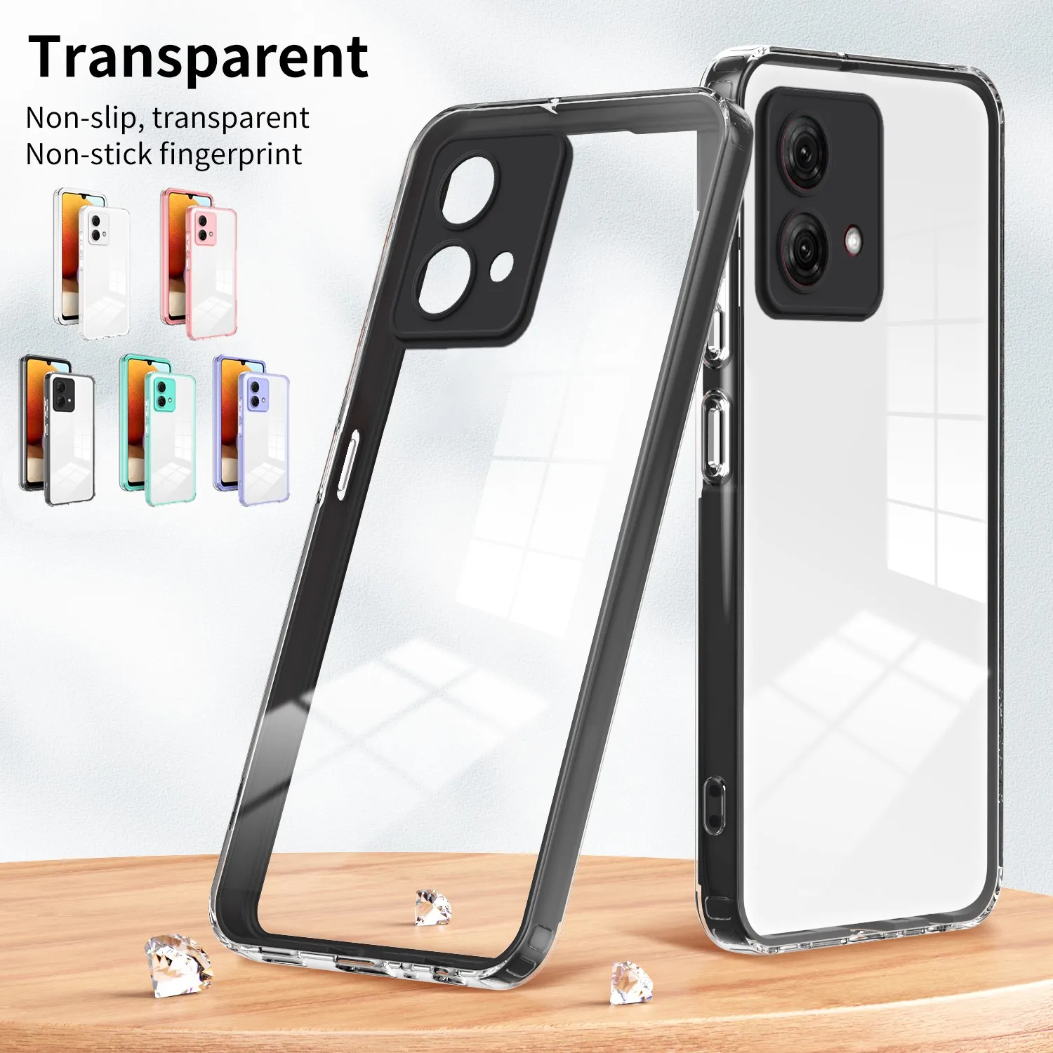 5-color/3 in1 Transparent phone Case For Moto G84 G54 G53 G73 G72 G52 G42 G31 G22 G14 G13  case Soft shell Hard bezel Lens cove