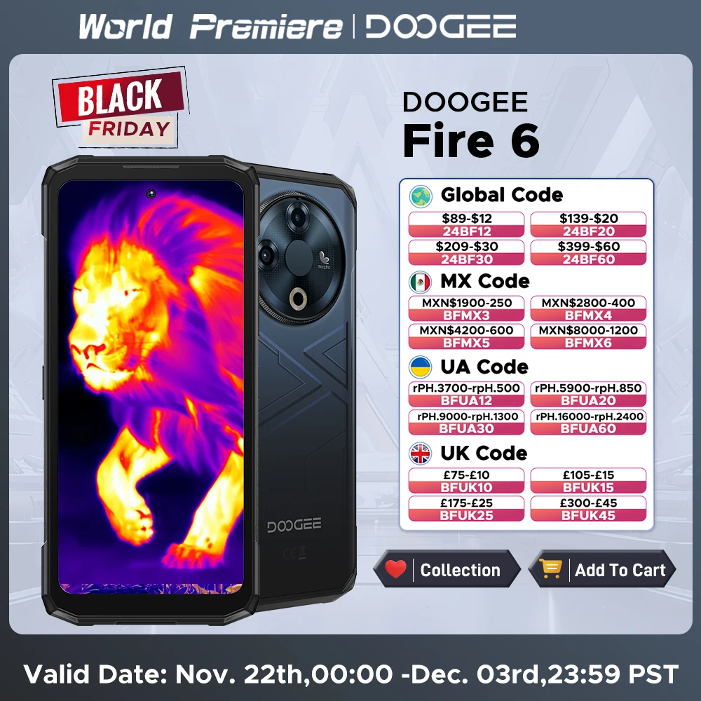 Global Version DOOGEE Fire 6 Rugged Phone 6.56