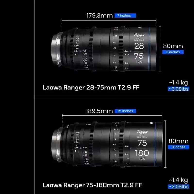 Venus Optics Laowa FF Ranger 75-180mm T2.9 28-75mm T2.9 عدسات سينما احترافية بإطار كامل عدسة تكبير Cine لتركيب PL EF