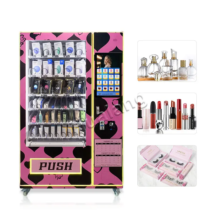 

Cloud-based Smart Control Spiral Vending Machine with 21.5 Inches Touchscreen Large Capacity Nail Art Vending Machine for Makeup