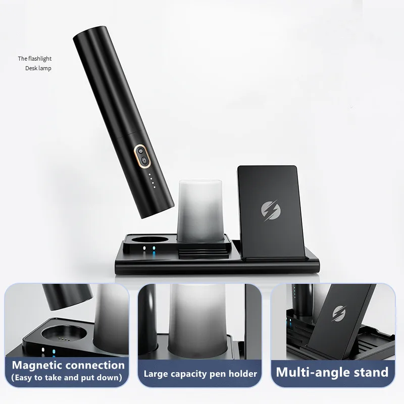 Multifunction LED Desk Lamp USB Magnetic Wireless Charging Night Light Eye-Protection Reading Study Business Table Lamps