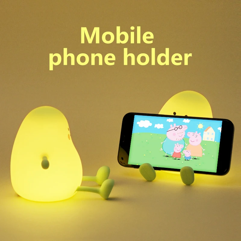 Cute green Mango Night Light USB Rechargeable Silicone Fruit Lamp Gift For Kid's Bedroom Bedside Decor Couple Baby Nightlights