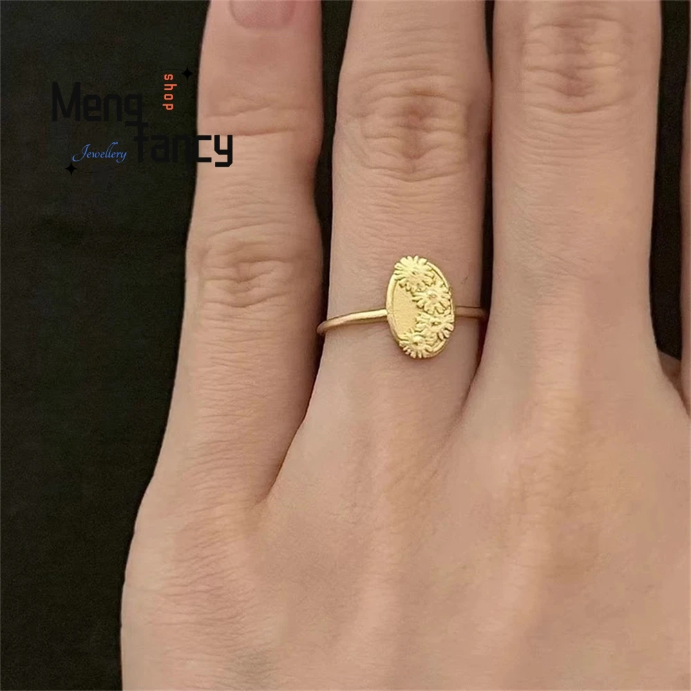 

French Retro Carved Daisy Ring Features A New Chinese - Style Floral Design With A Simple Opening Fashion Jewelry Exquisite Luxu