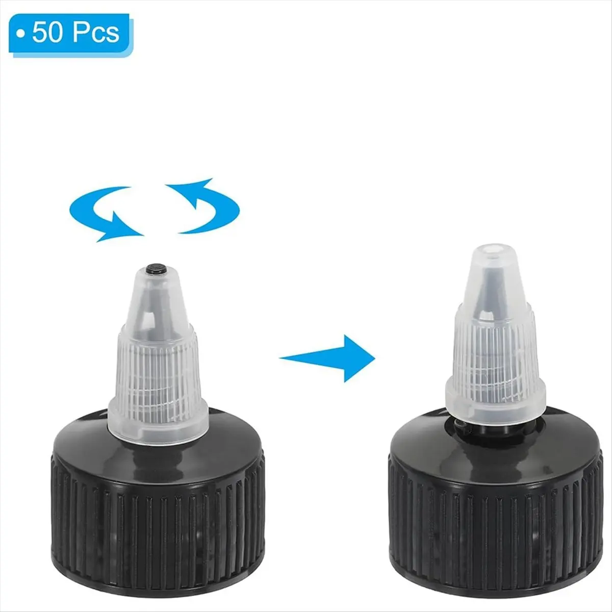 ABYA Twist Bottle Caps, 50Pcs 24-410 Squeeze Bottle Cap Replacement Caps for Water Glue Dispensing Bottles Dispensing Caps