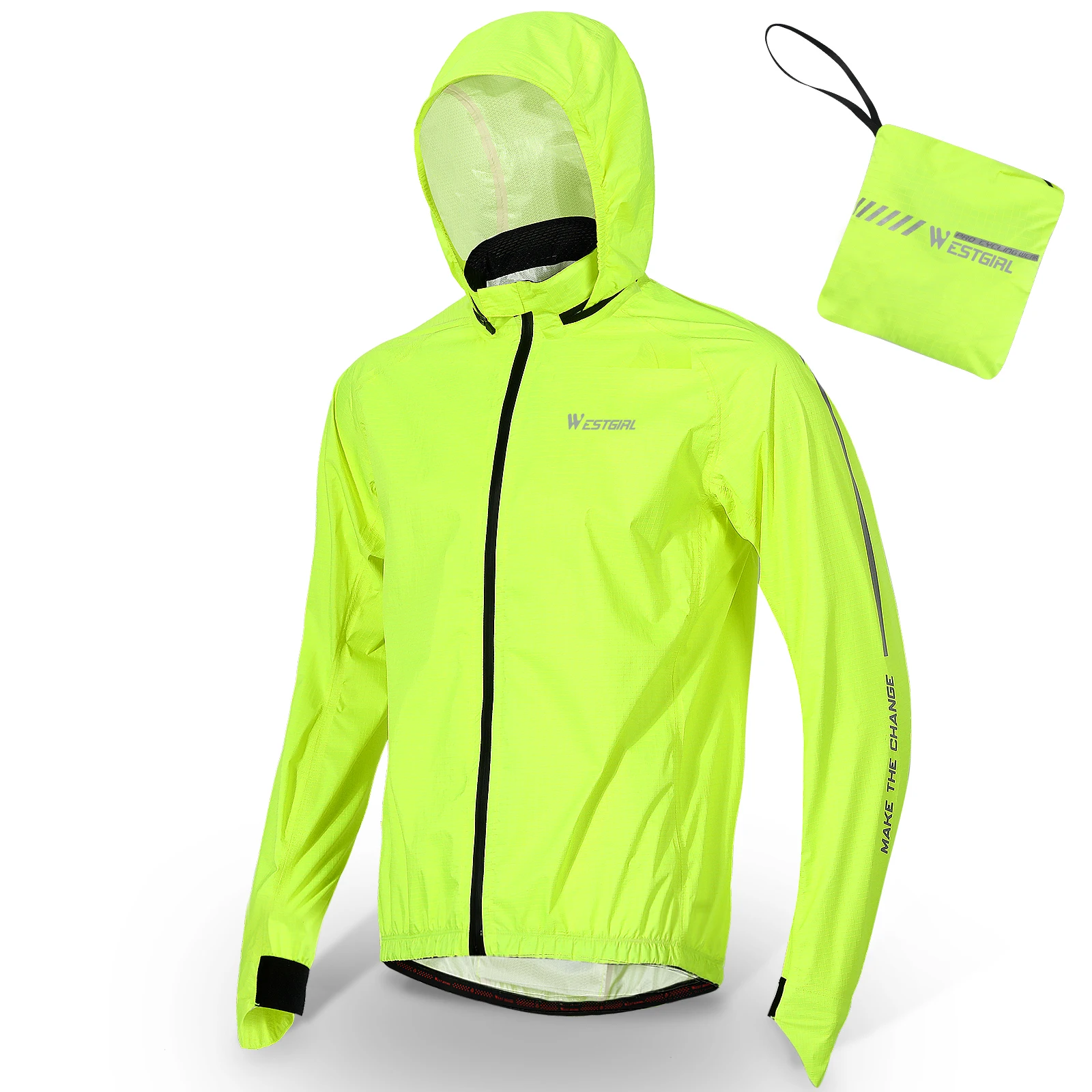 

WESTGIRL Jackets Men Waterproof Cycling Jackets Hooded Cycling Jersey Bicycle Long Sleeve Windbreaker