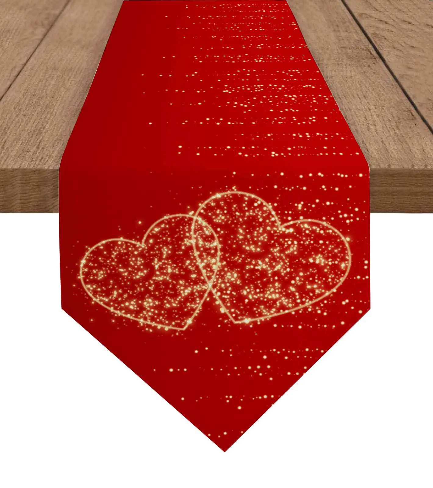 Valentine'S Day Sparkling Love Red Wedding Party Table Runners Kitchen Dinning Table Cover Decor Tablecloth Placemats