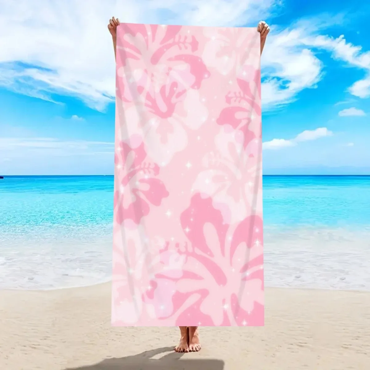 Microfiber Beach Towel Quick Dry Beach Towel Tropical Pink Hibiscus Beach Towel Summer Floral Bath Towel Large Hawaiian Style