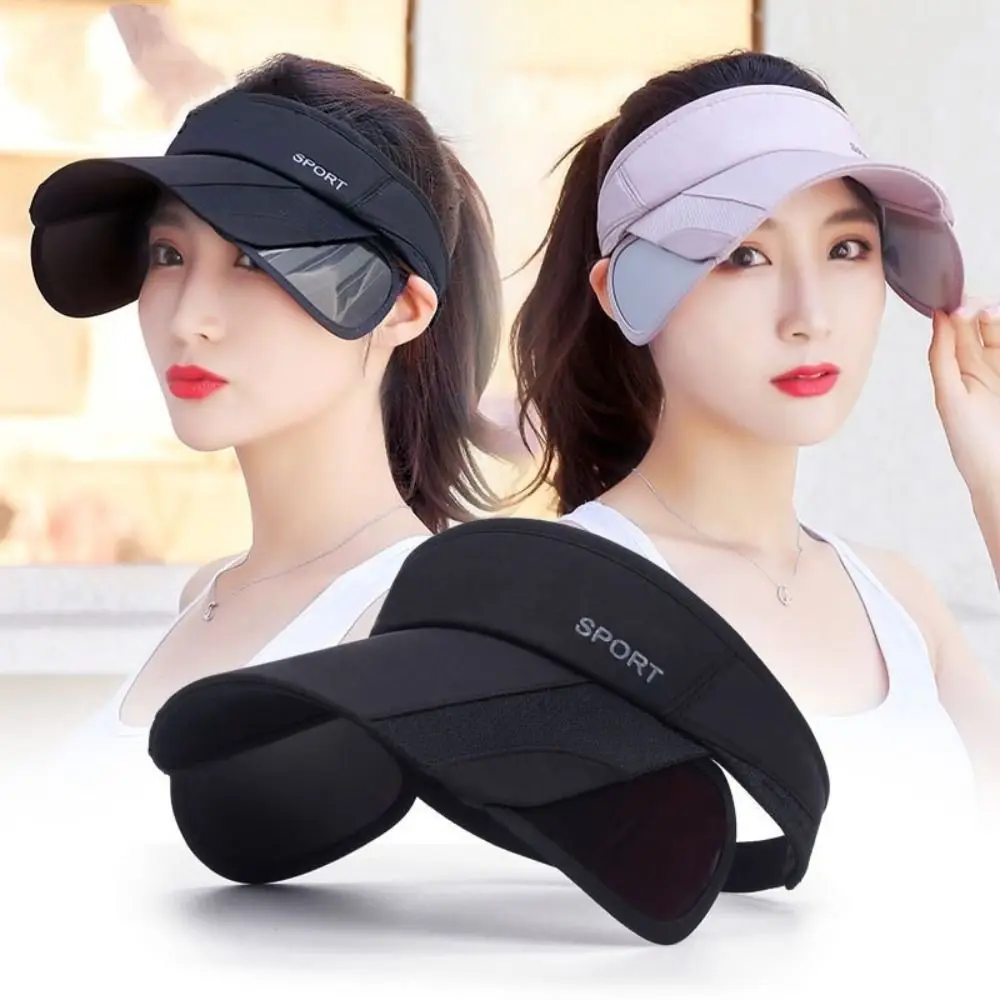 

Fashion Scalable Sports Sun Hat Sunscreen Wide Brim Empty Top Hat Visor UV Protection Summer Baseball Cap Outdoor