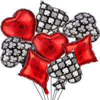 Gambling Theme Party Balloon Playing Card Balloon Casino Aluminum Foil Balloon Casino Party Decoration Supplies Suitable for Las Vegas Party, Poker Activities, Night Birthday of Gambling