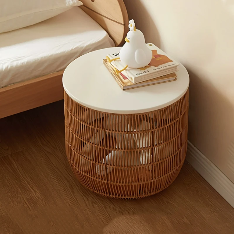 Nordic Furniture,Solid Wood Coffee Table,Creative Weaving Tea Table,Storage Basket,Art Nightstands,Home Storage Desk,Side Tables