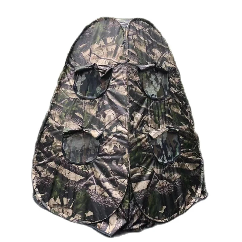 Tenda per fotografia all\'aperto Pop-Up per persona singola 3 lati 6 finestre 360 gradi che guarda uccello portatile Privacy Camouflage nero Caoted