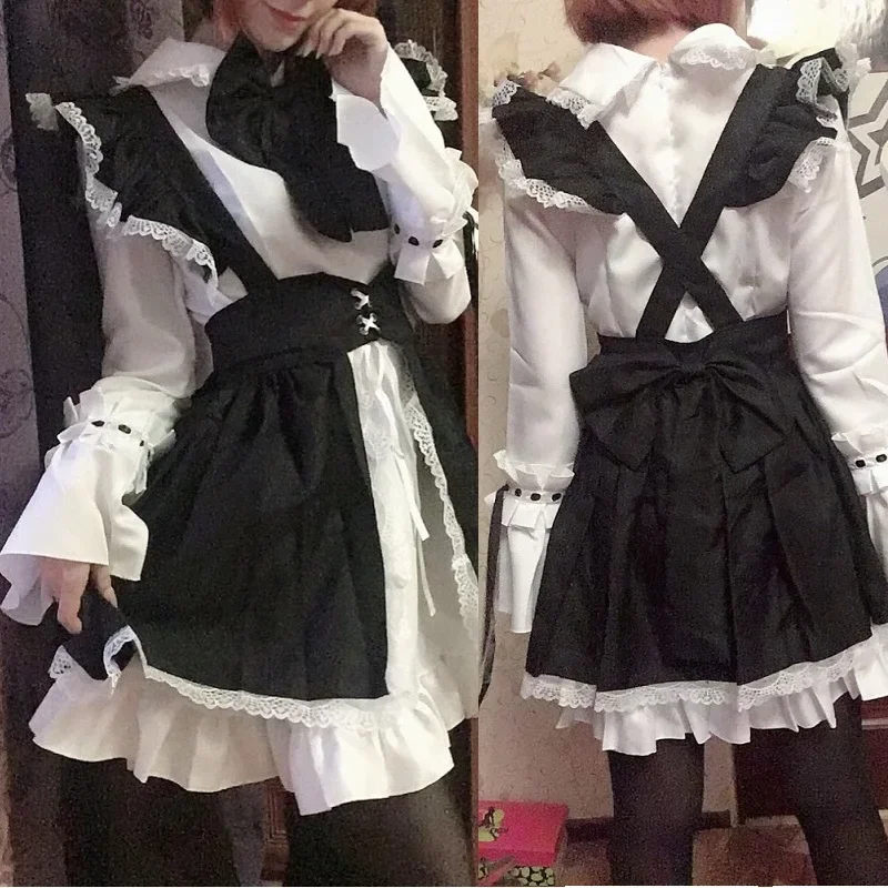 Tenue de femme de chambre Anime Cosplay Costume pour femme, robe longue, tablier noir et blanc, robes Lolita, nouveau