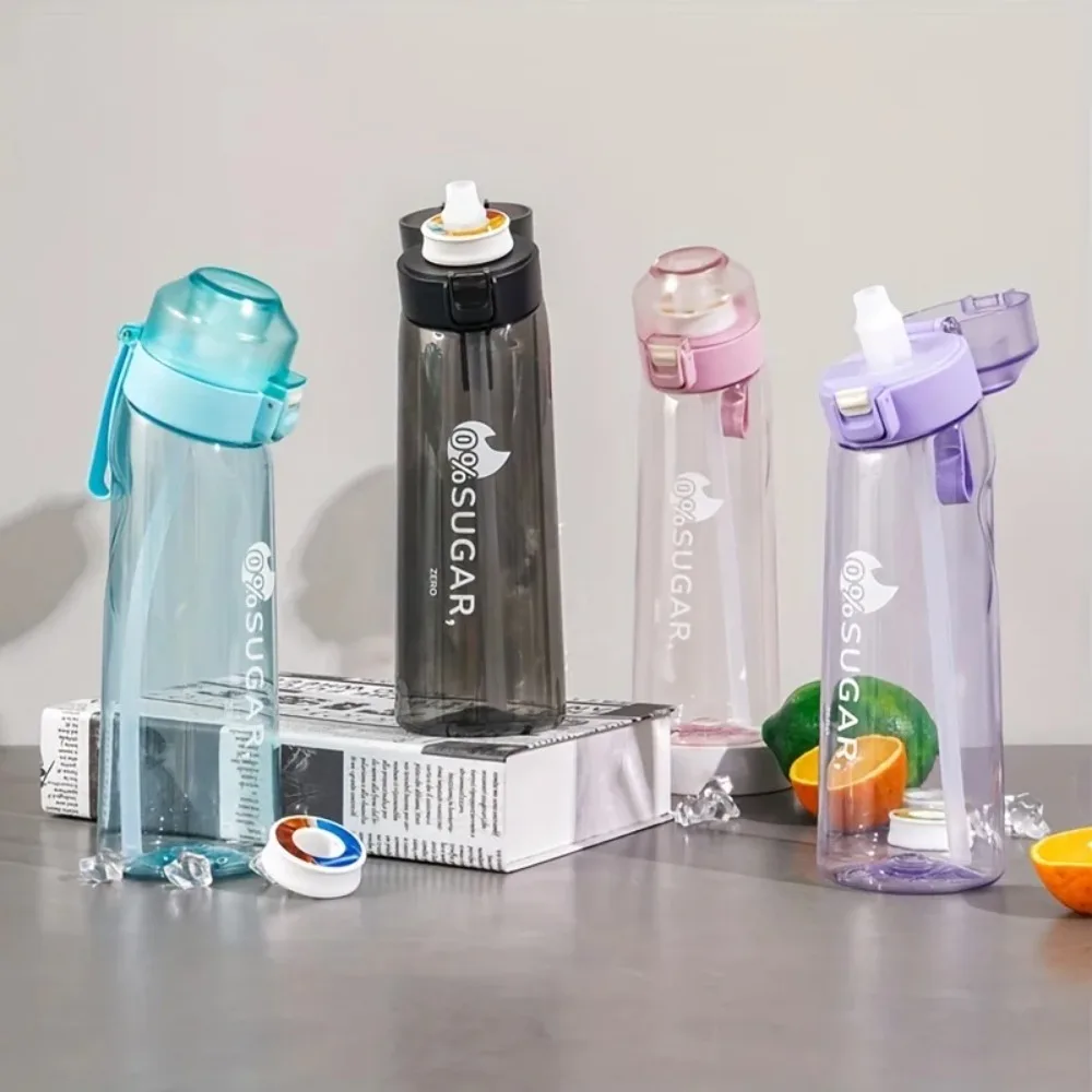 Scented Water Bottle 650ml/22oz with 7 Flavour Pods Straw Leakproof Portable Sports Bottle for Gym Outdoor Travel Hiking