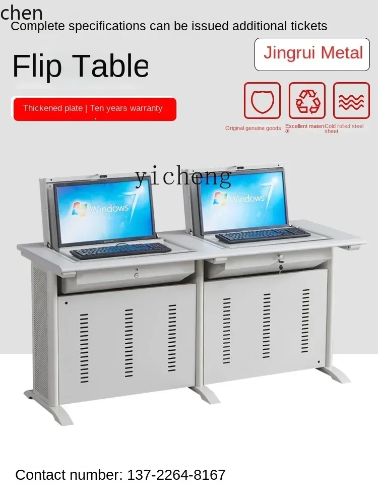ZML Computer Desk Semi-Embedded Training Desk Multimedia Classroom Computer Room Double Single Student Desk