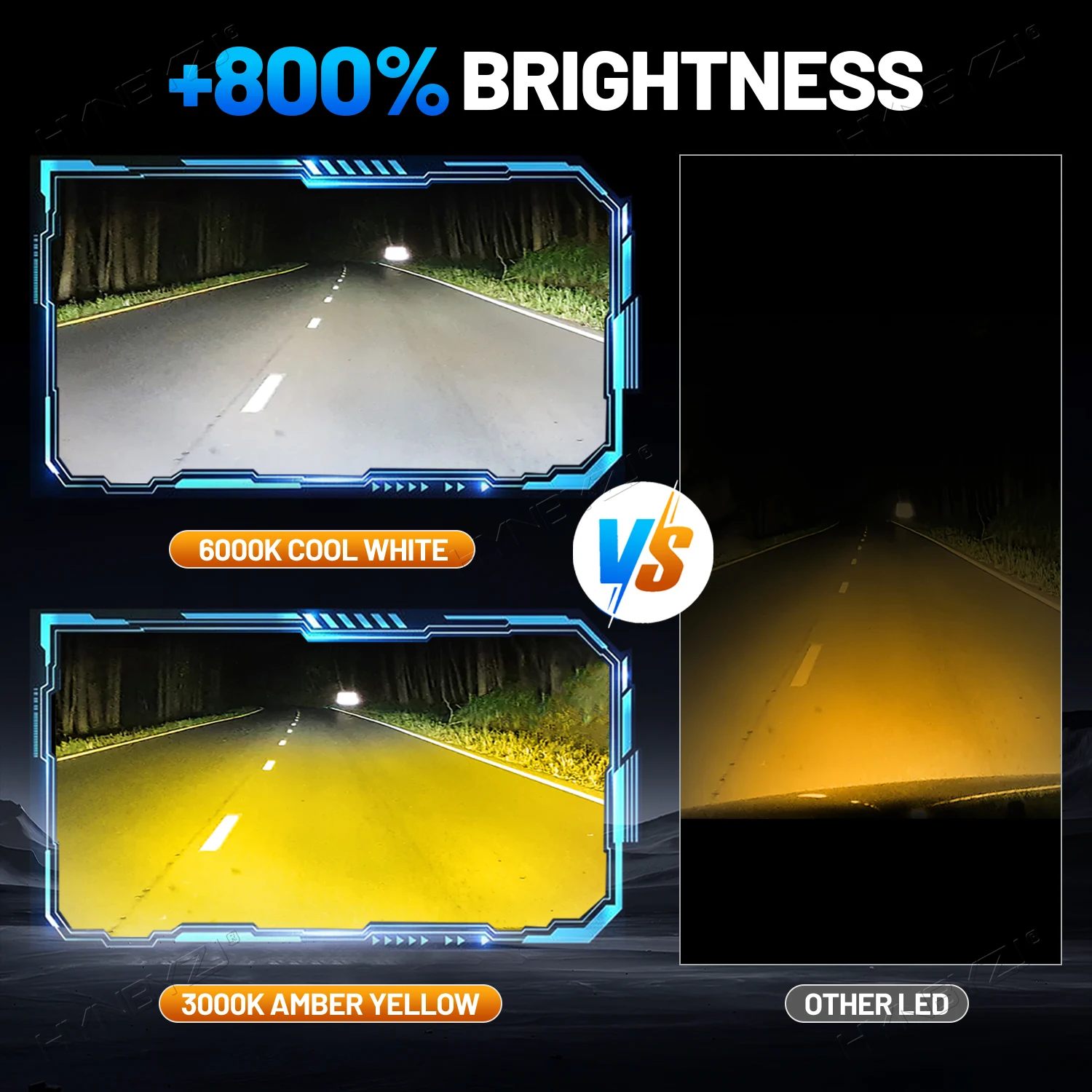 H7 H4 H11 LED المصباح H1 H8 H9 HB4 HB3 9005 9006 9012 توربو مصباح 6000K 3000K لونين درجة الحرارة التبديل أضواء أمامية 12 فولت #4