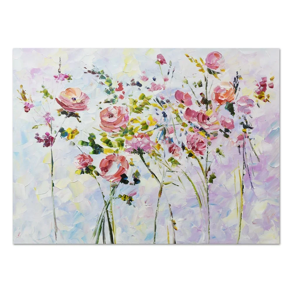 Wholesale Customized 100% Hand painted Artworks  Impressionist Thick Knife Oil Flower Painting