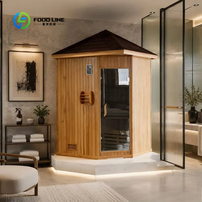 Custom Modern Electric Canadian Hemlock Corner Gazebo Sauna Room 1500mm Prefab Modular Wellness Cabin for Home Spa Commercial