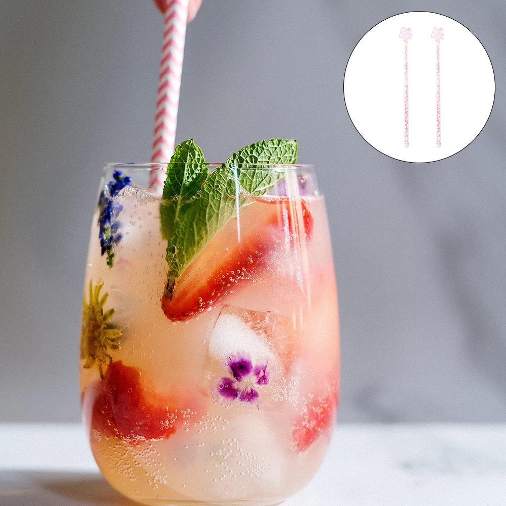 

Glass Stirring Rod Set Flower Pattern 1 Box for Beverages Mixing Decorative Swizzle Stick Drink Stirrer Glass Stirring Stick