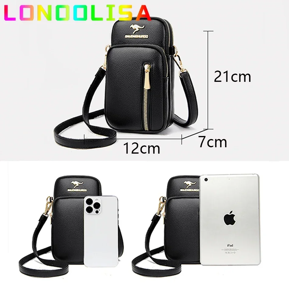 Casual 2 Layers Mobile Phone Bag Women Luxury Designer Shoulder Crossbody Small Bags Female 2024 Messenger Handbags and Purses