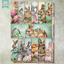 36 Sheets A5 (The Girl Rabbit In The Story) Clipping Thin Paper For Bullet Diary, Junk Magazine, Greeting Card Background