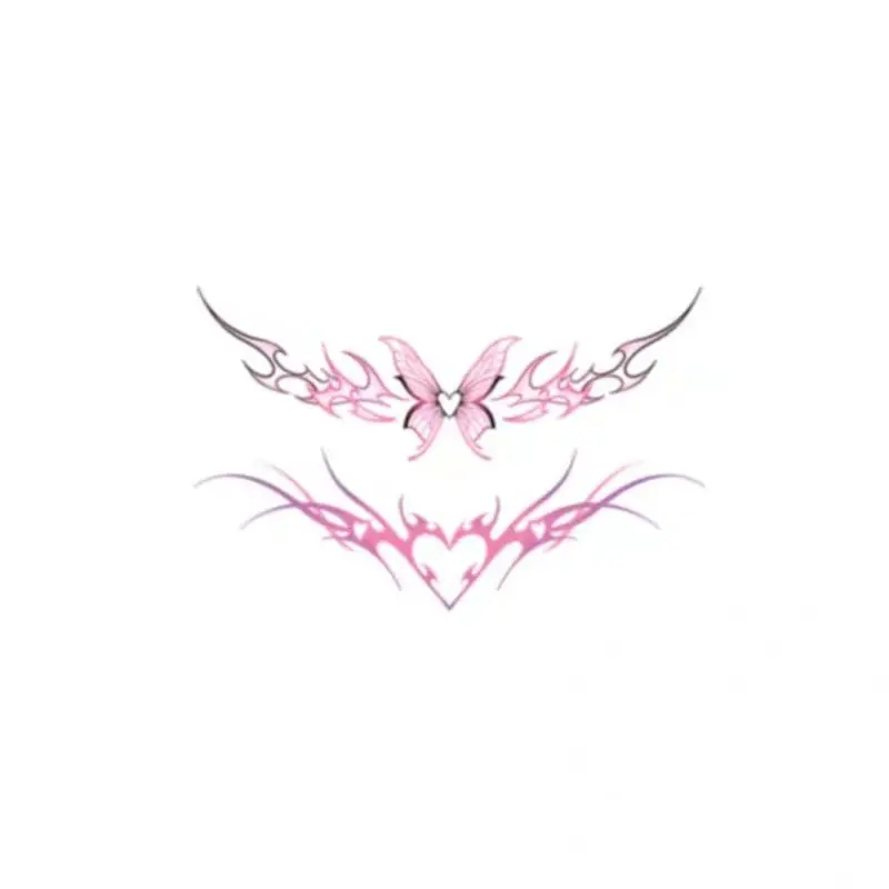 

Pink Butterfly Wings Temporary Tattoo Art Sexy Fake Tattoo Lasting Tatoo Sticker Succubus Waterproof Sticker Tatuajes Temporales