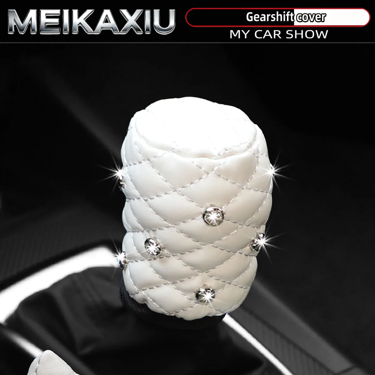 Diamond Glitter Soft Leather PU Embroidered 3D Car Gear Shift Cover Women's Glittering Shift Knob Auto Decoration Item