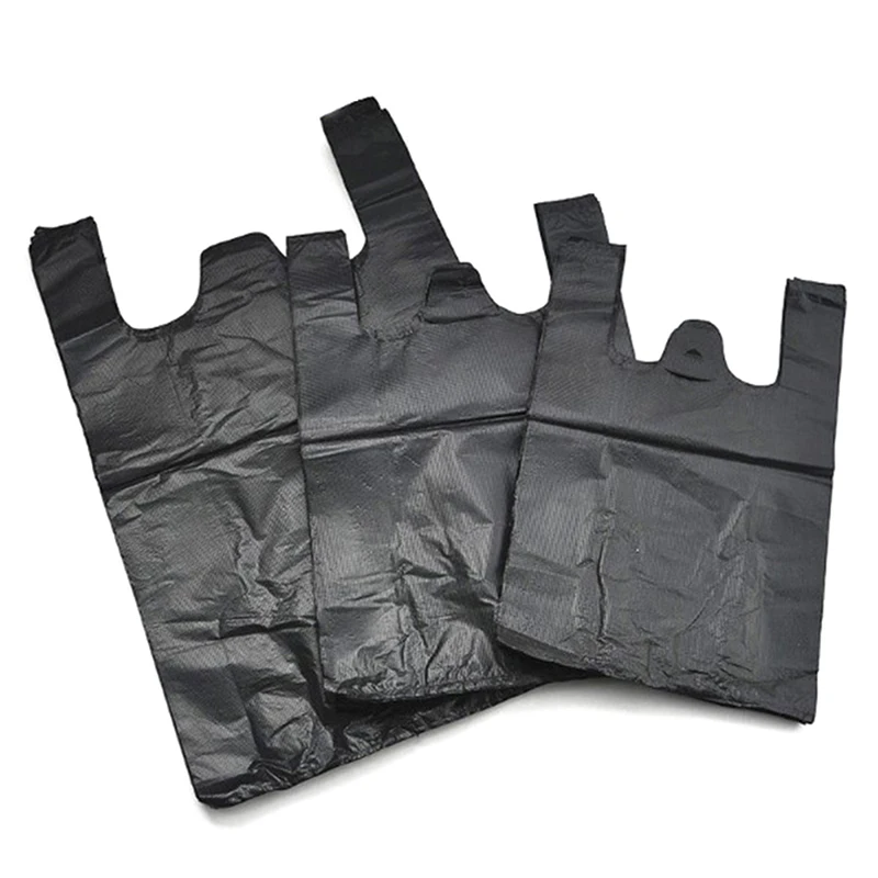 80pcs Thickened Black Plastic Bag Vest Storage Bag Takeaway Shopping Packing Garbage with Handle Bag Kitchen Living Room Clean