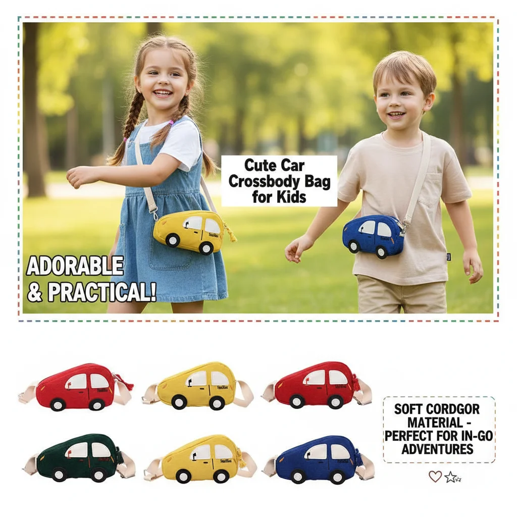 

Cute Cartoon Car Mini Crossbody Bag for Kids, Toddler Boys Girls Car Shoulder Bag, Fashion Coin Purse Wallet Handbag