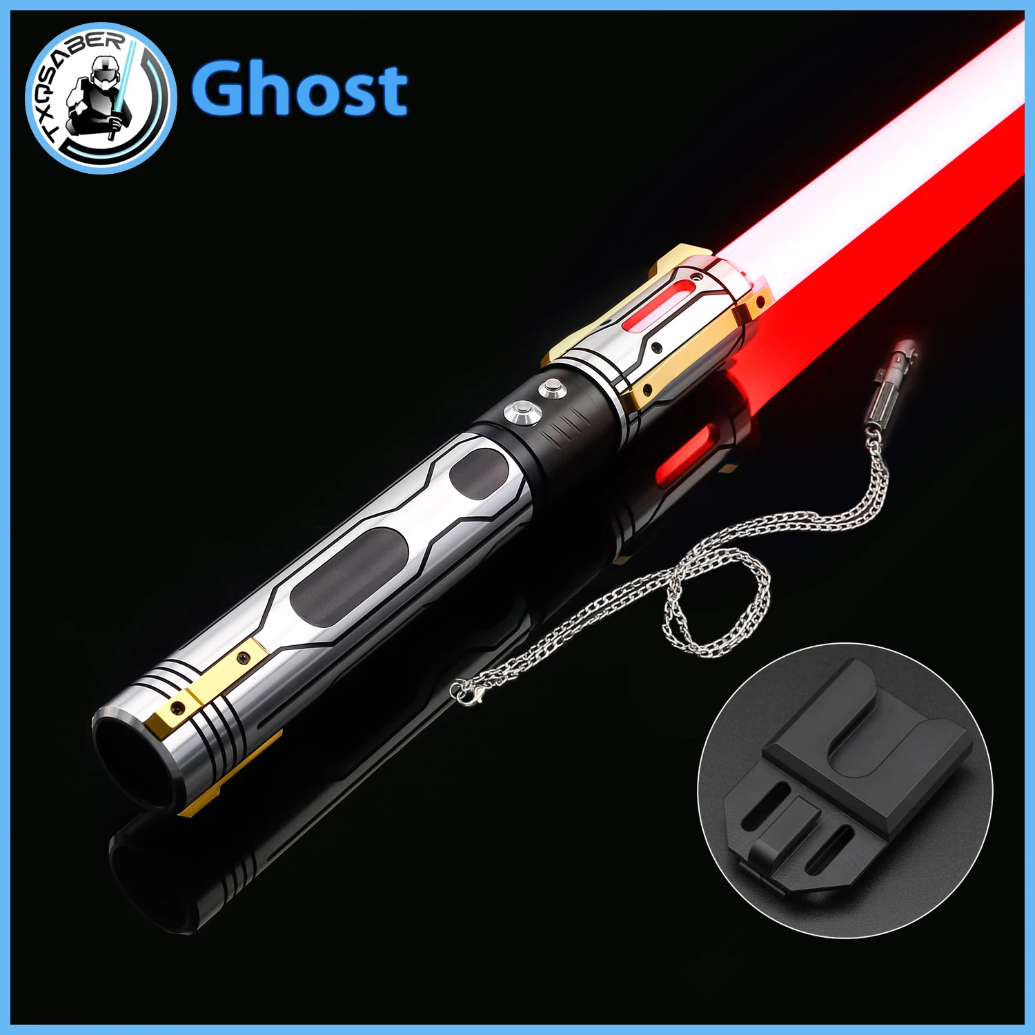 

TXQSABER Ghost RGB Heavy Dueling NeoPixel Laser Sword 27Sets Sound Smooth Swing Metal Hilt Lightsaber Cosplay FOC 12 Colors