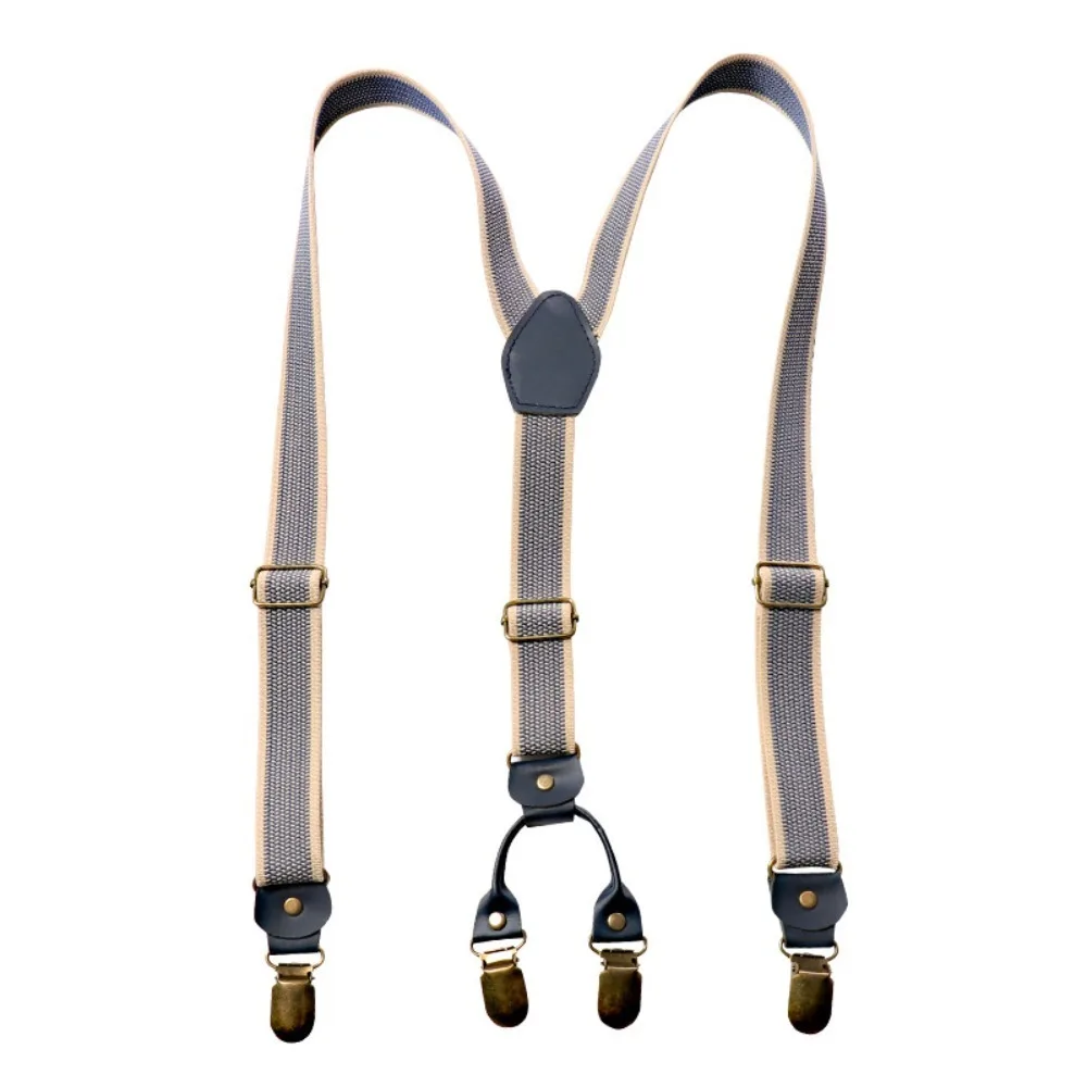 

Simple Retro Suspenders for Men Metal Clip Anti-slip Y-Type Suspenders British Style Suit Accessories Stripe Suspender Clip Suit
