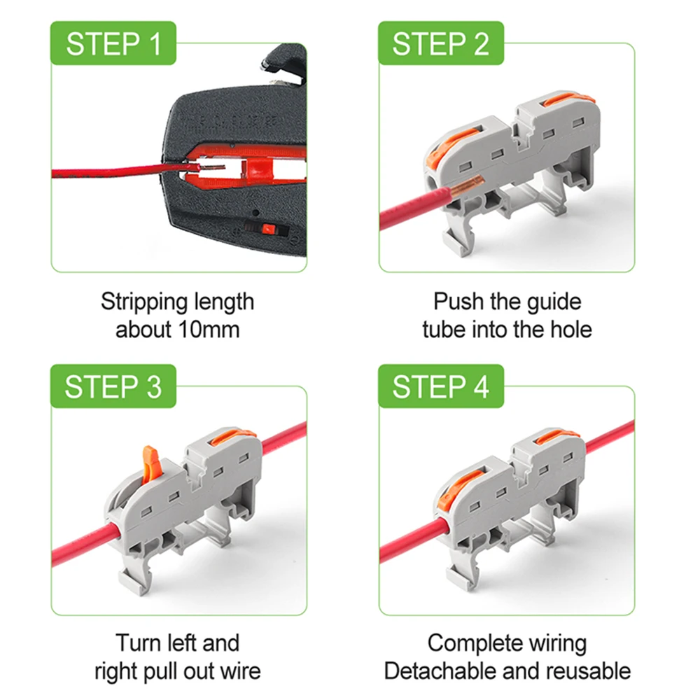 Din Rail Terminal Block 211 With Splicing Conductor mark Wire Connector Instead Of UK2.5 Quick Cable Wiring Connectors Set