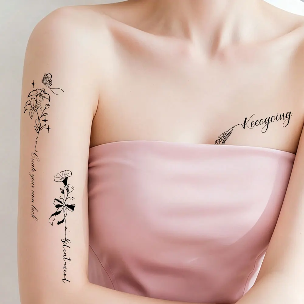 10sheets/pack Flower Waterproof Temporary Tattoo Stickers Snake Moon Butterfly Letter Pattern Tattoo Stickers Party Body Decor