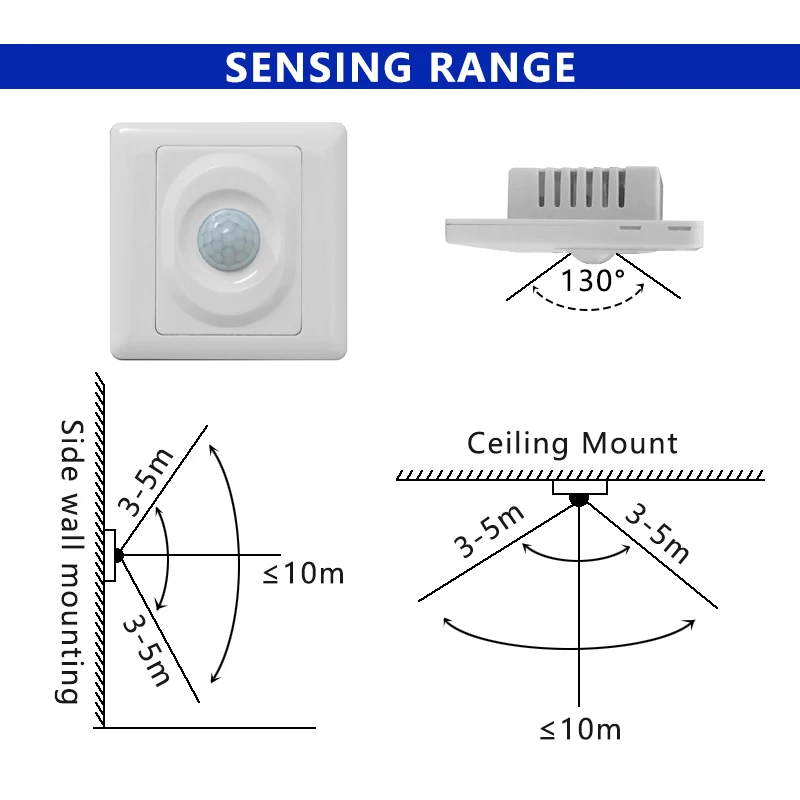 86 Type PIR Infrared Body Sensor Automatic Switch 220V AC 180-265V Wall Mount Panel White Photosensitive Delay Adjustable Single