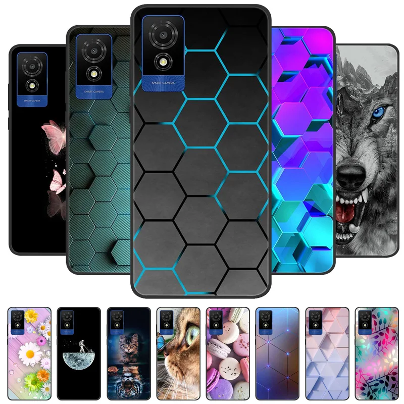 Covers For TCL 501 Soft Case Cute Cat Print Silicone Cover for TCL 501 T433D Case TCL501 Full Protective Bag Fundas Shells