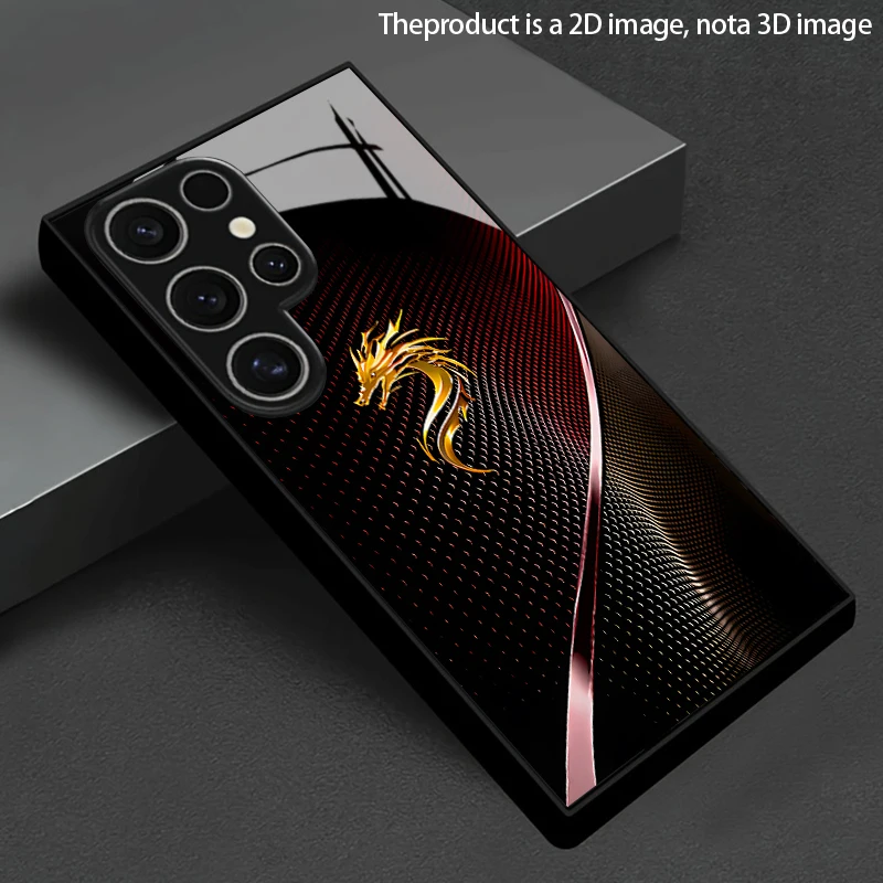 Compatible with Samsung S26 S25 S24 S23 S22 S21 S20 A56 A36 A16 Dragon Pattern 2D Phone Case Glass Protective Cover