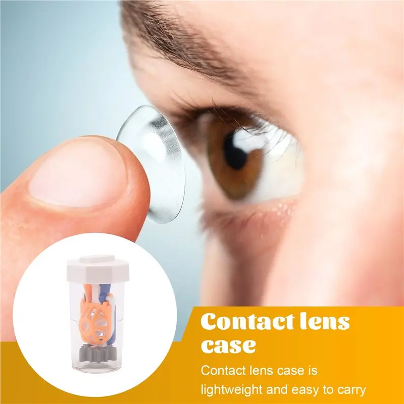 A84E-Hydrogen Peroxide 3Pcs Contact Lens Case Set, Travel Size Barrel-Shaped Eye Contact Containers